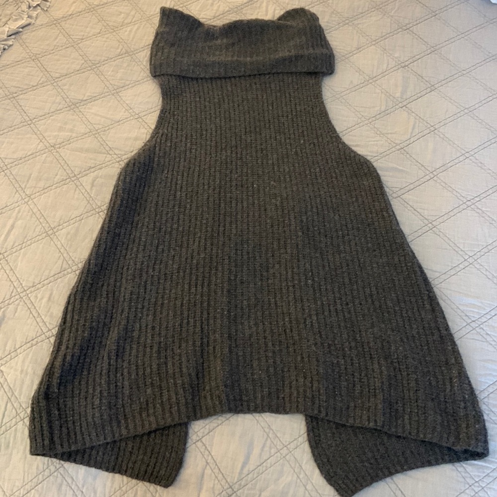 Free People Grey Wool Split Back Cowlneck Vest - size XS